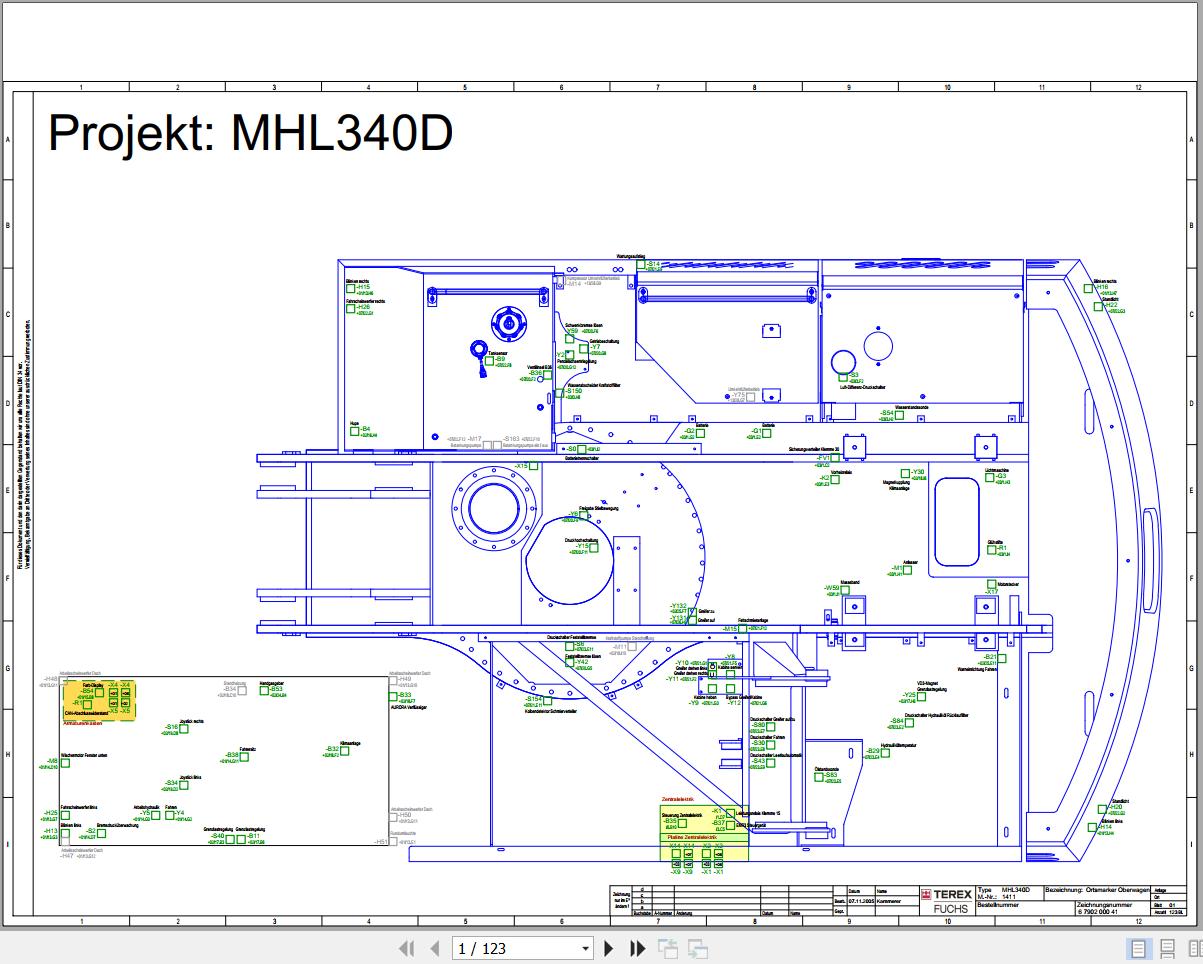 Terex Fuchs Material Handlers MHL340D 1411 Wiring Diagram 6790200041 DE 1