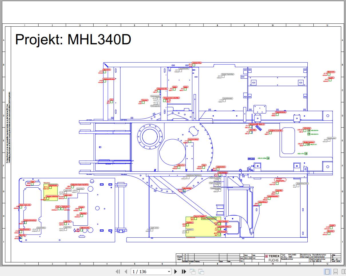 Terex Fuchs Material Handlers MHL340D 1680 Wiring Diagram 6790200059 DE 1