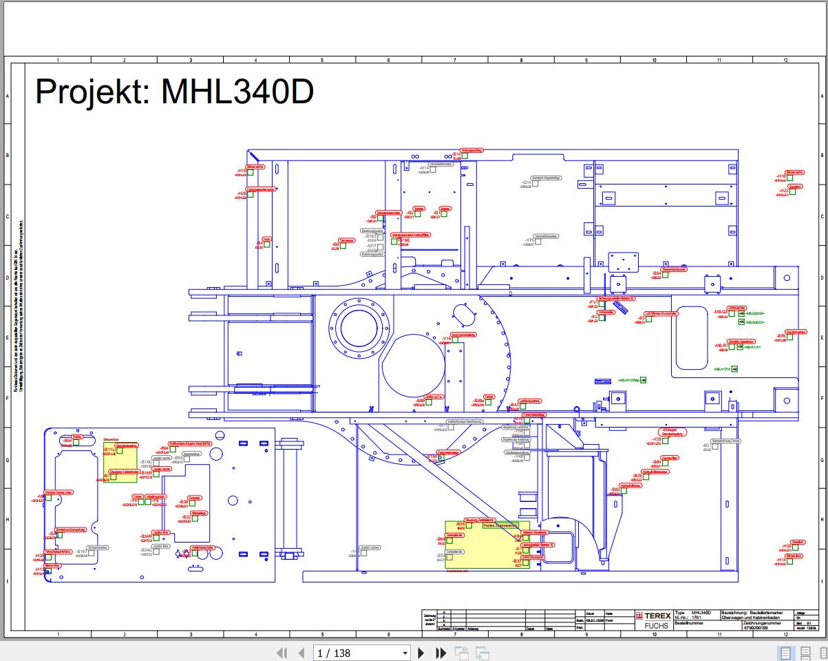 Terex Fuchs Material Handlers MHL340D 1761 Wiring Diagram 6790200109 DE 1