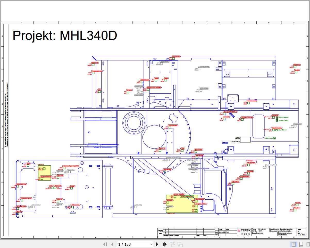 Terex Fuchs Material Handlers MHL340D 1814 Wiring Diagram 6790200097 DE 1