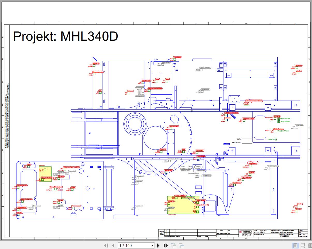 Terex Fuchs Material Handlers MHL340D 1994 Wiring Diagram 6790200122 DE 1