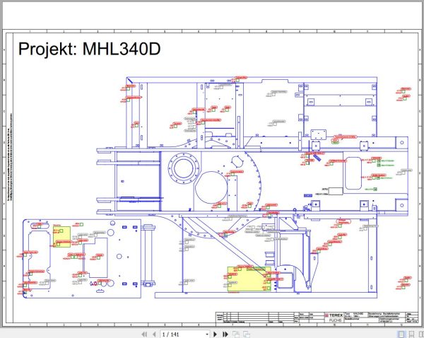 Terex Fuchs Material Handlers MHL340D 1994 Wiring Diagram 6790200295 DE 1