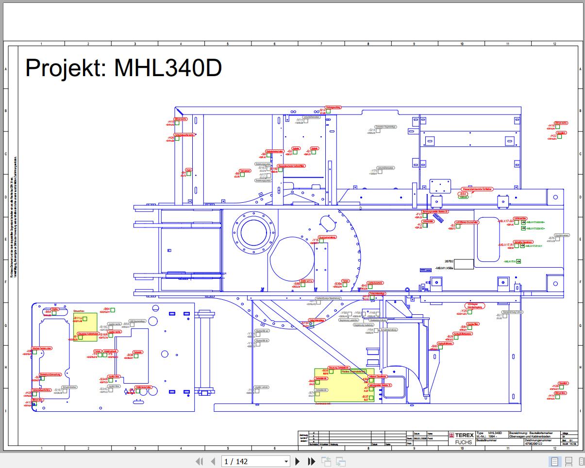 Terex Fuchs Material Handlers MHL340D 1994 Wiring Diagram 6790200317 DE 1