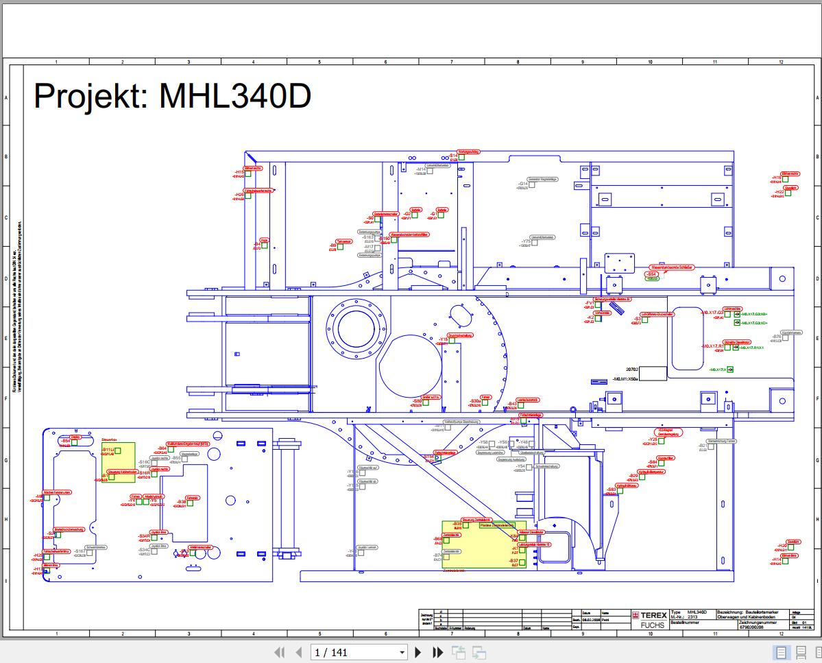 Terex Fuchs Material Handlers MHL340D 2313 Wiring Diagram 6790200208 DE 1