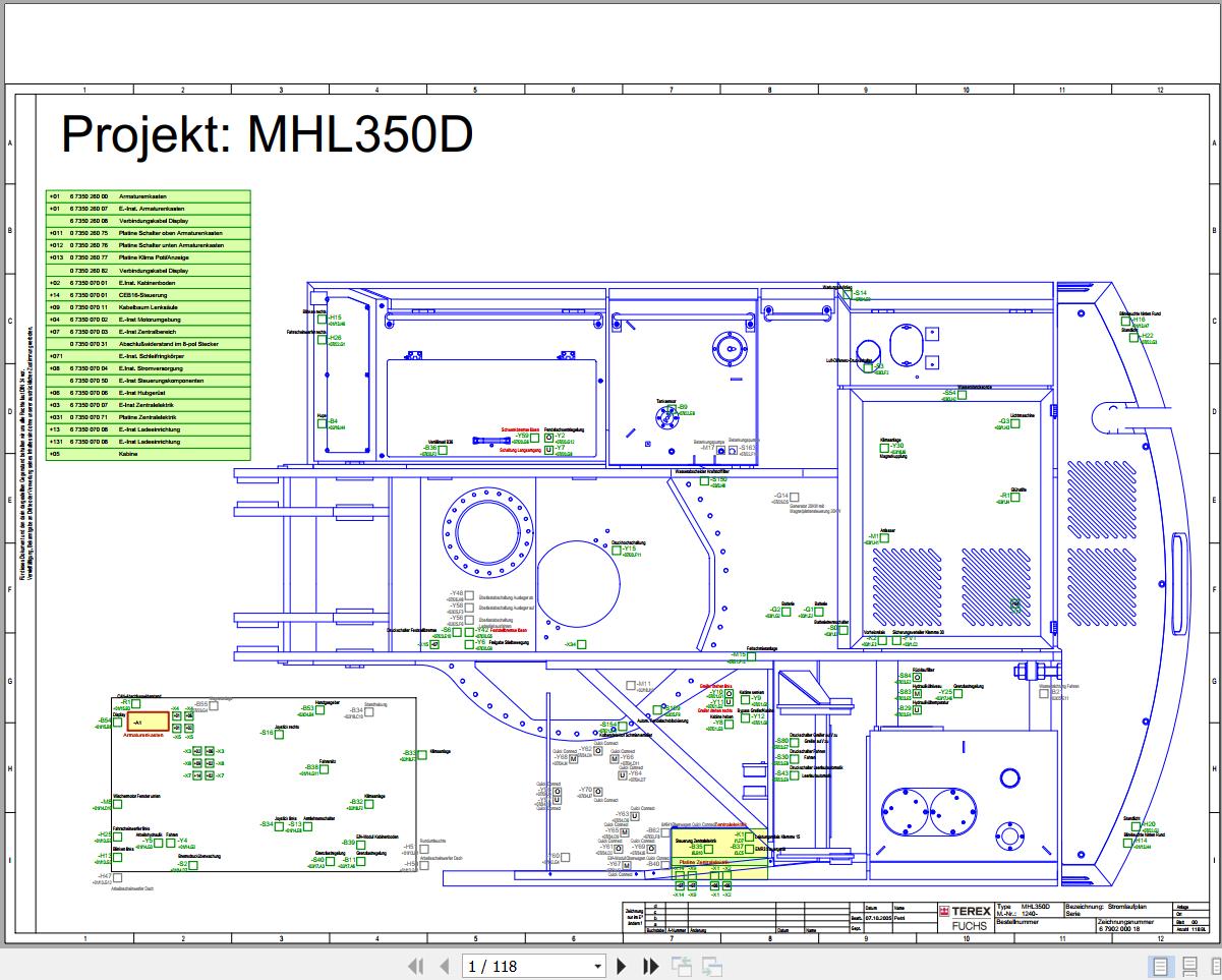 Terex Fuchs Material Handlers MHL350D 1240 Wiring Diagram 6790200018 DE 1