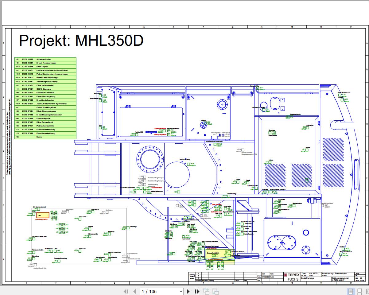 Terex Fuchs Material Handlers MHL350D 1261 Wiring Diagram 6790200027 DE 1