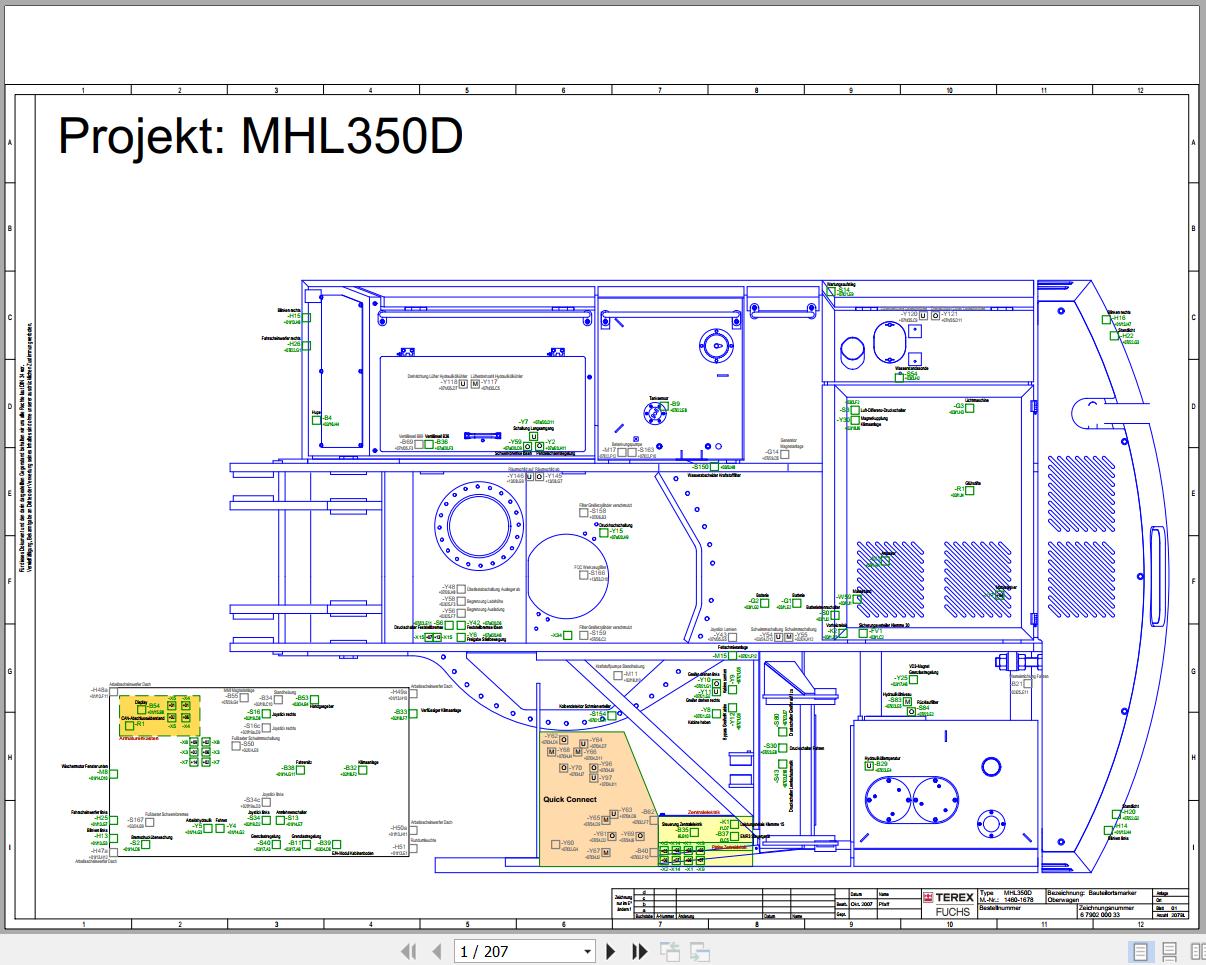Terex Fuchs Material Handlers MHL350D 1460 1678 Wiring Diagram 6790200033 DE 1