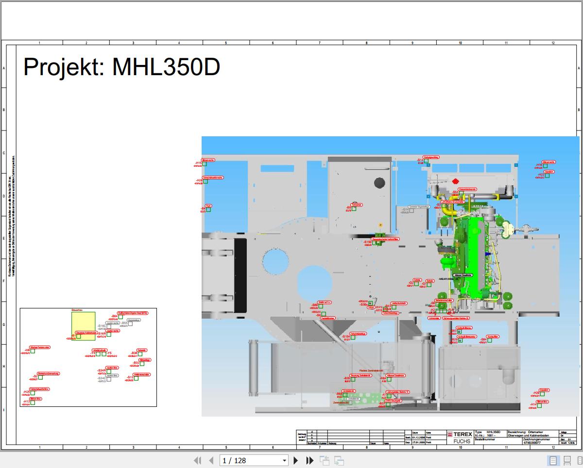 Terex Fuchs Material Handlers MHL350D 1681 Wiring Diagram 6790200077 DE 1