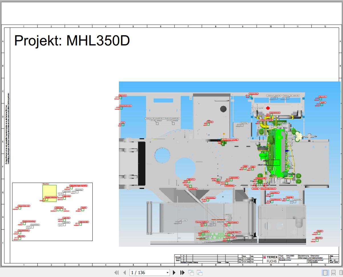 Terex Fuchs Material Handlers MHL350D 1773 Wiring Diagram 6790200129 DE 1