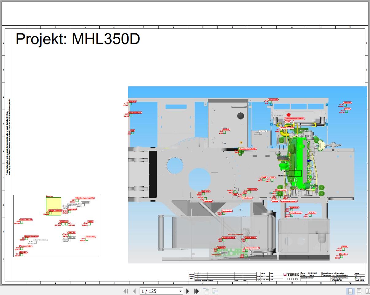 Terex Fuchs Material Handlers MHL350D 1944 Wiring Diagram 6790200123 DE 1