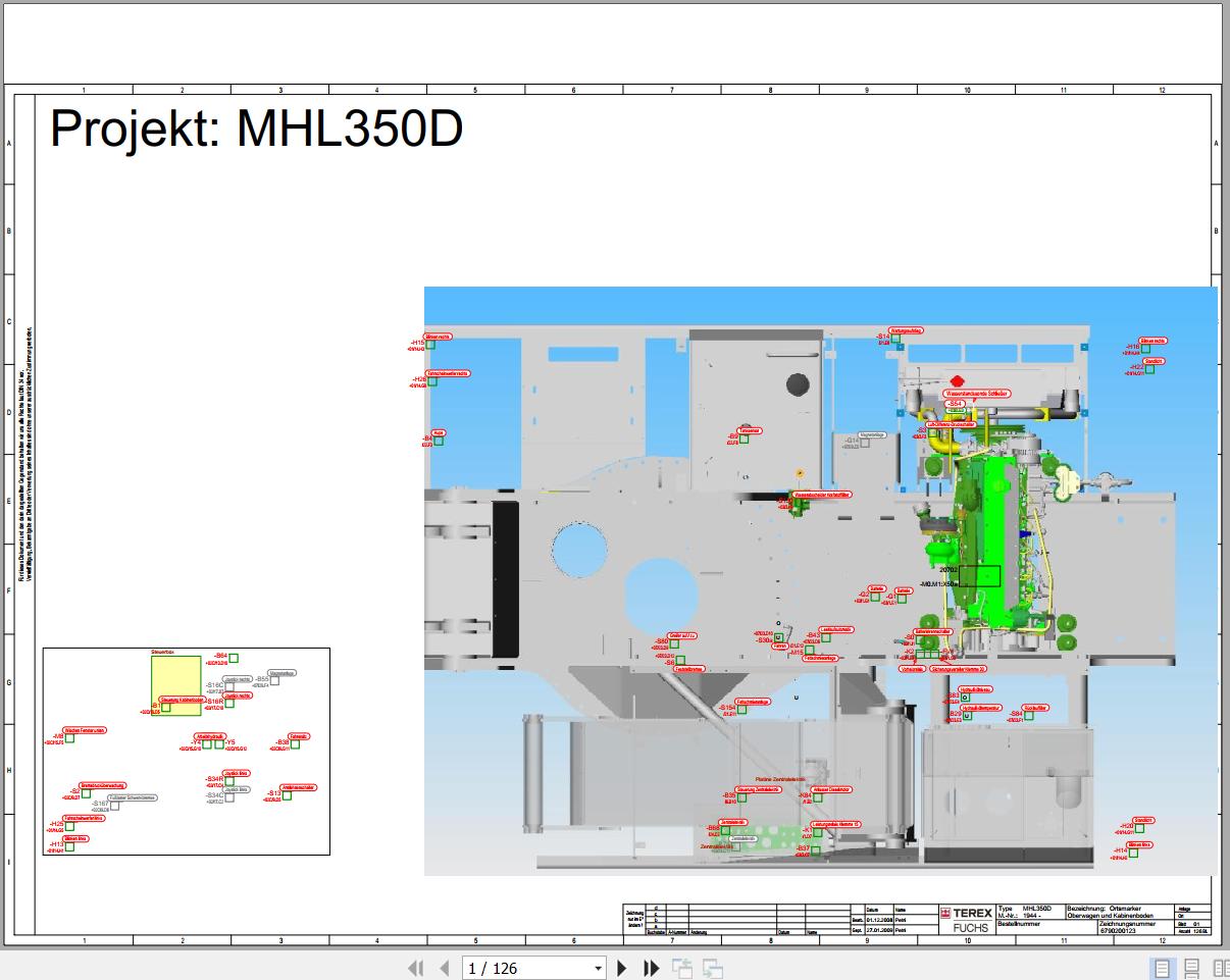Terex Fuchs Material Handlers MHL350D 1944 Wiring Diagram 6790200255 DE 1
