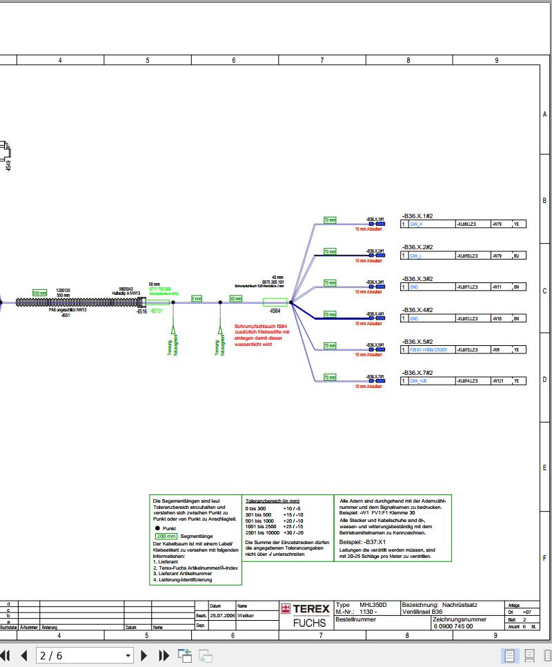 Terex Fuchs Material Handlers MHL350D Retrofit Kit Valve Island Electrical Circuit Diagram 6790200021 DE 1