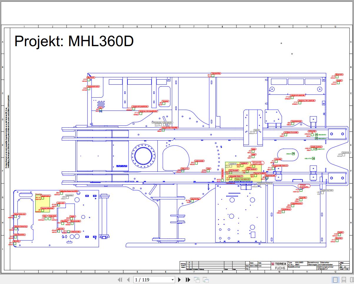Terex Fuchs Material Handlers MHL360D 0864 Wiring Diagram 6790200127 DE 1