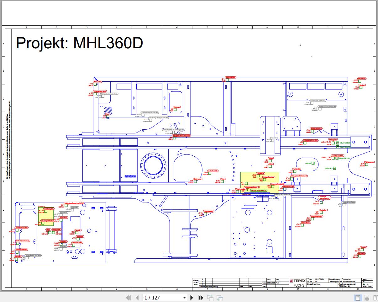 Terex Fuchs Material Handlers MHL360D 0971 Wiring Diagram 6790200158 DE 1