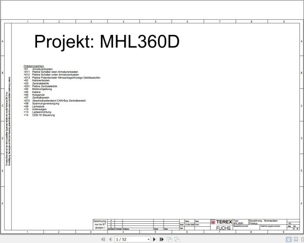 Terex Fuchs Material Handlers MHL360D 560 Wiring Diagram 6790200003 DE 1