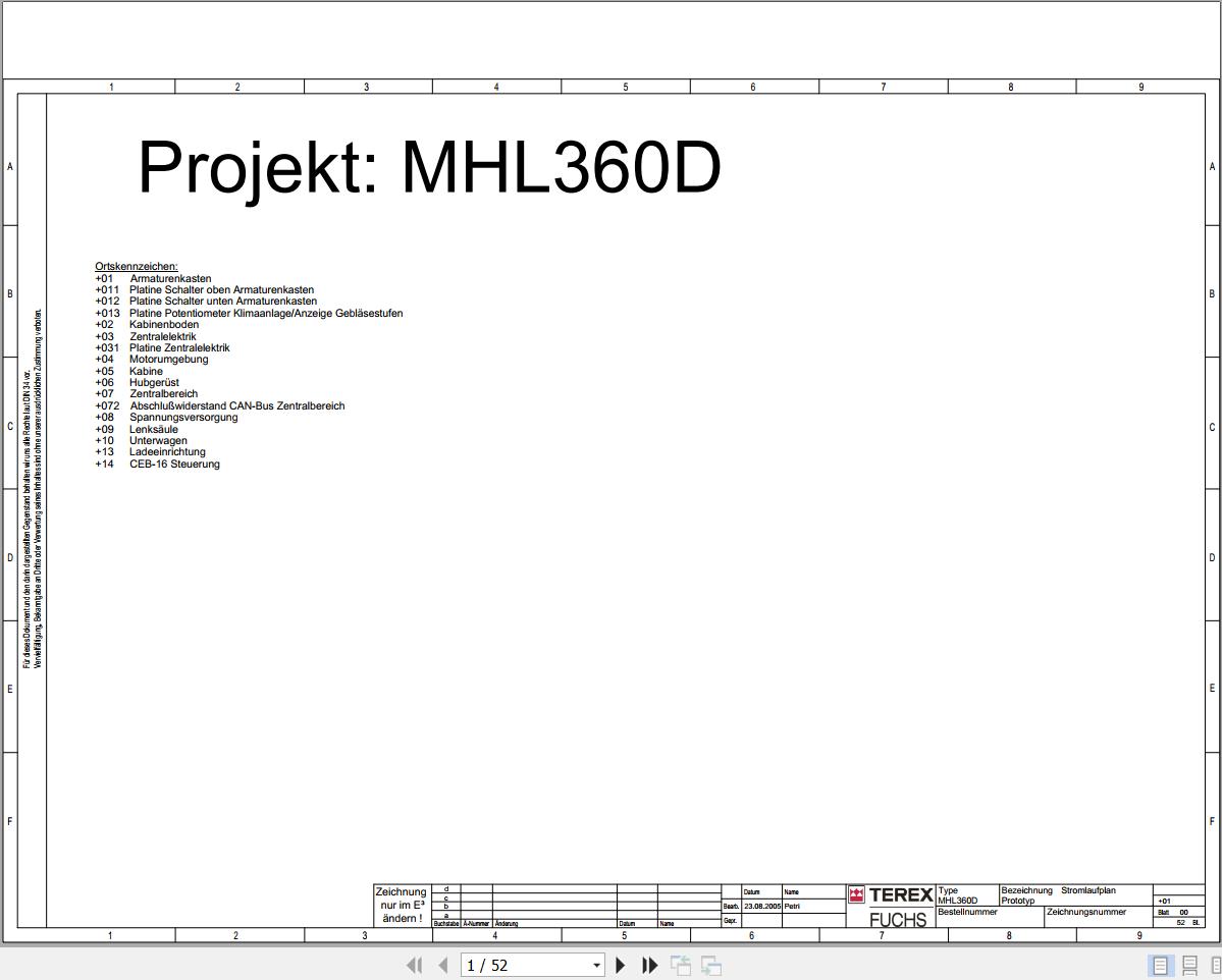 Terex Fuchs Material Handlers MHL360D 560 Wiring Diagram 6790200003 DE 1
