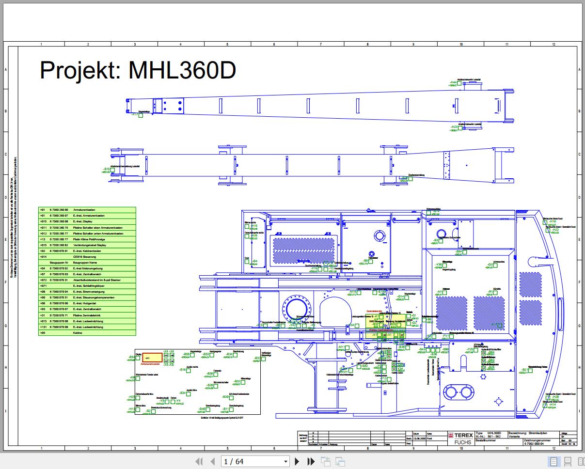 Terex Fuchs Material Handlers MHL360D 561 562 Wiring Diagram 6790200004 DE 1