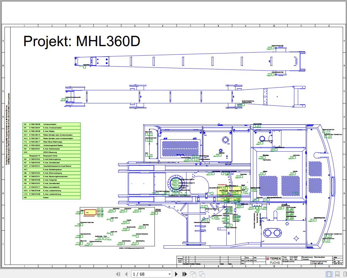 Terex Fuchs Material Handlers MHL360D 563 564 Wiring Diagram 6790200005 DE 1
