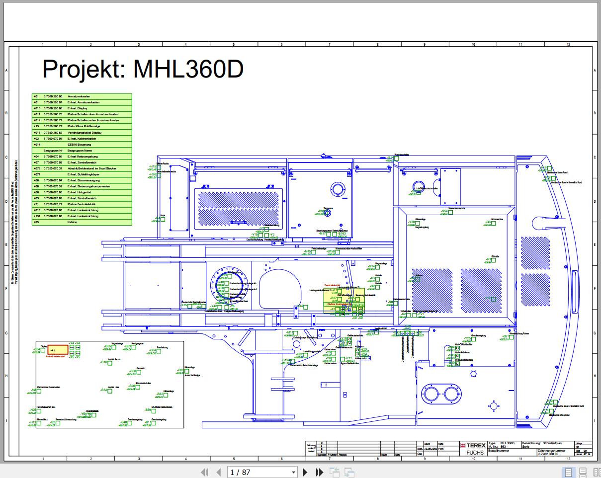 Terex Fuchs Material Handlers MHL360D 563 Wiring Diagram 6790200022 DE 1