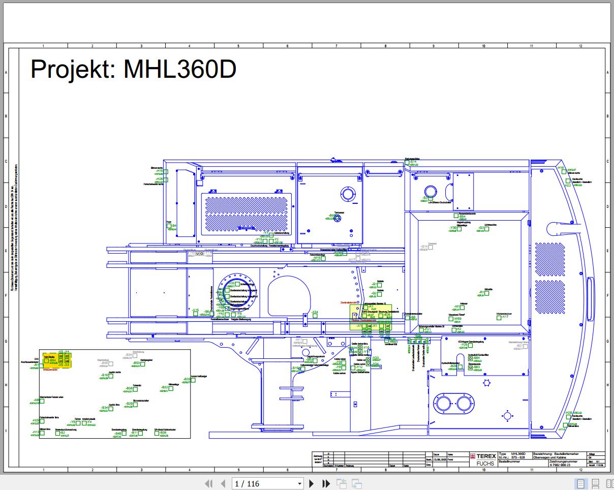 Terex Fuchs Material Handlers MHL360D 575 628 Wiring Diagram 6790200023 DE 1