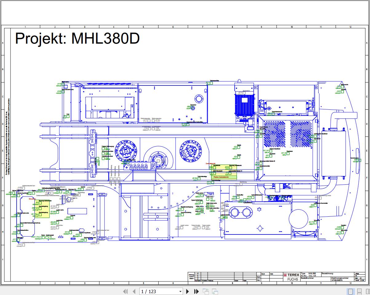 Terex Fuchs Material Handlers MHL380 122 123 Wiring Diagram 6790200076 DE 1