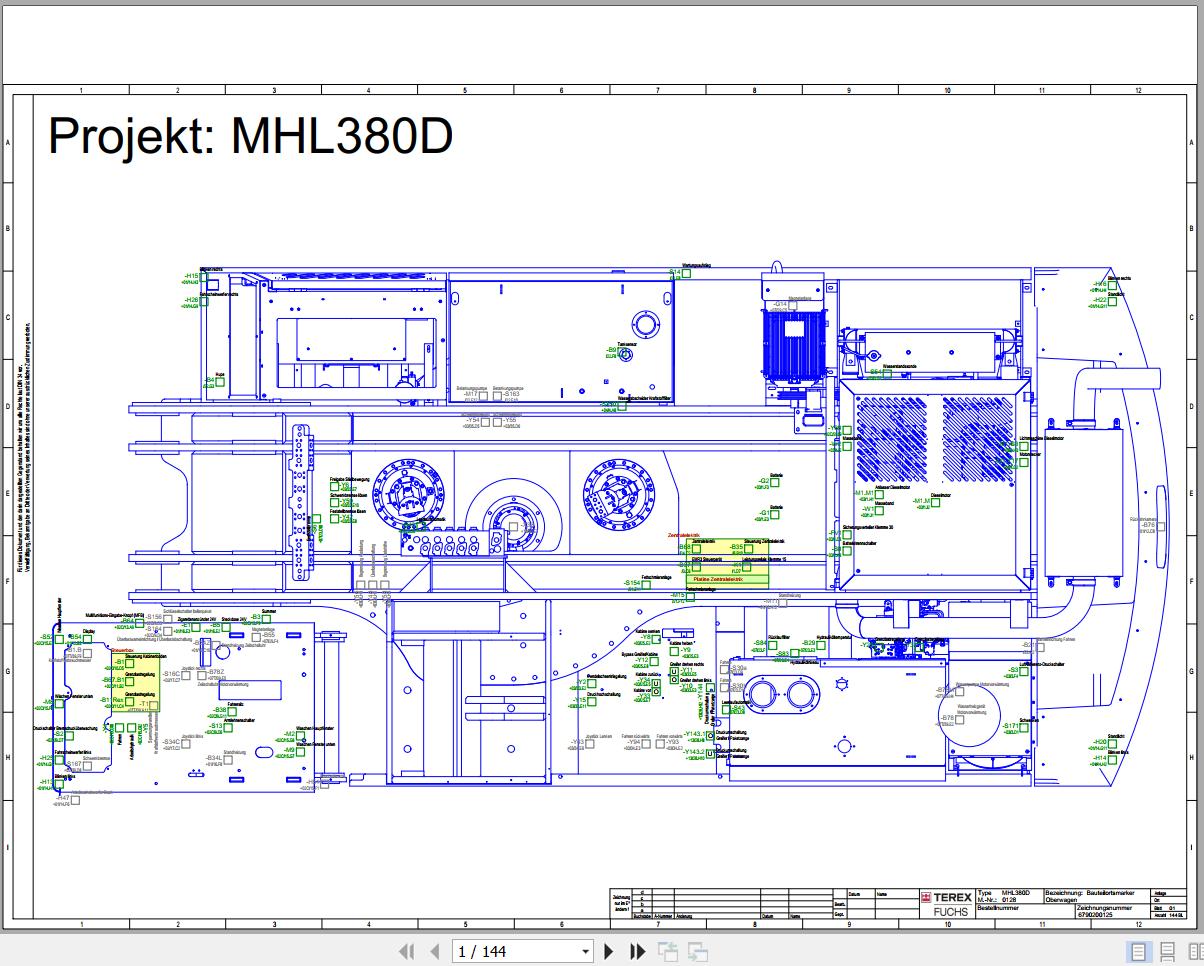 Terex Fuchs Material Handlers MHL380D 0128 Wiring Diagram 6790200125 DE 1