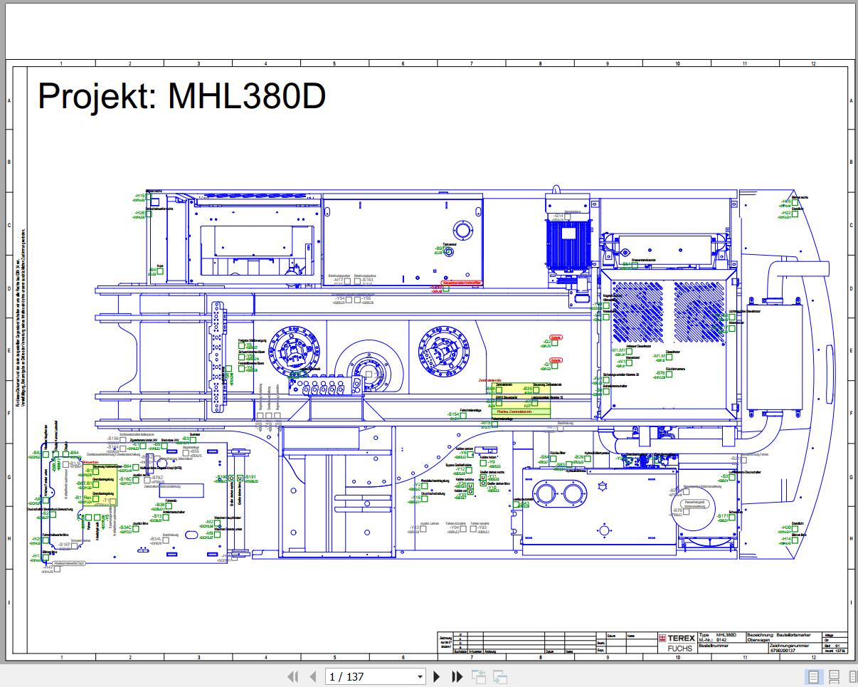 Terex Fuchs Material Handlers MHL380D 0142 Wiring Diagram 6790200137 DE 1
