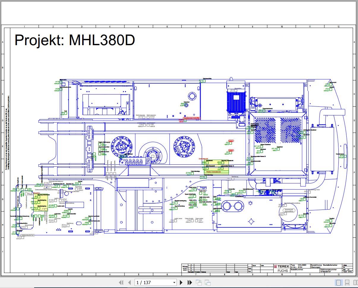 Terex Fuchs Material Handlers MHL380D 0154 Wiring Diagram 6790200187 DE 1