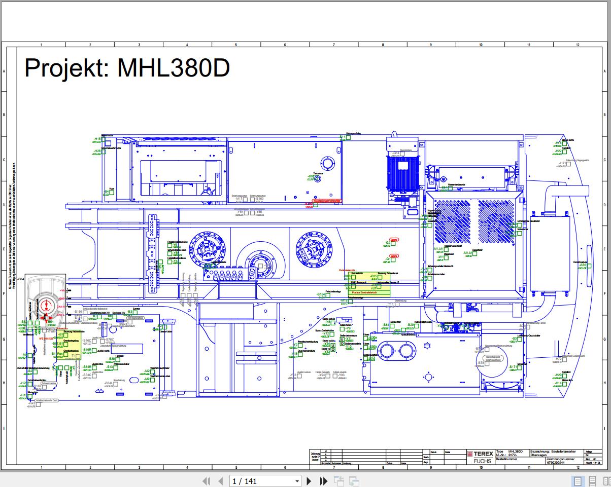 Terex Fuchs Material Handlers MHL380D 0172 Wiring Diagram 6790200298 DE 1