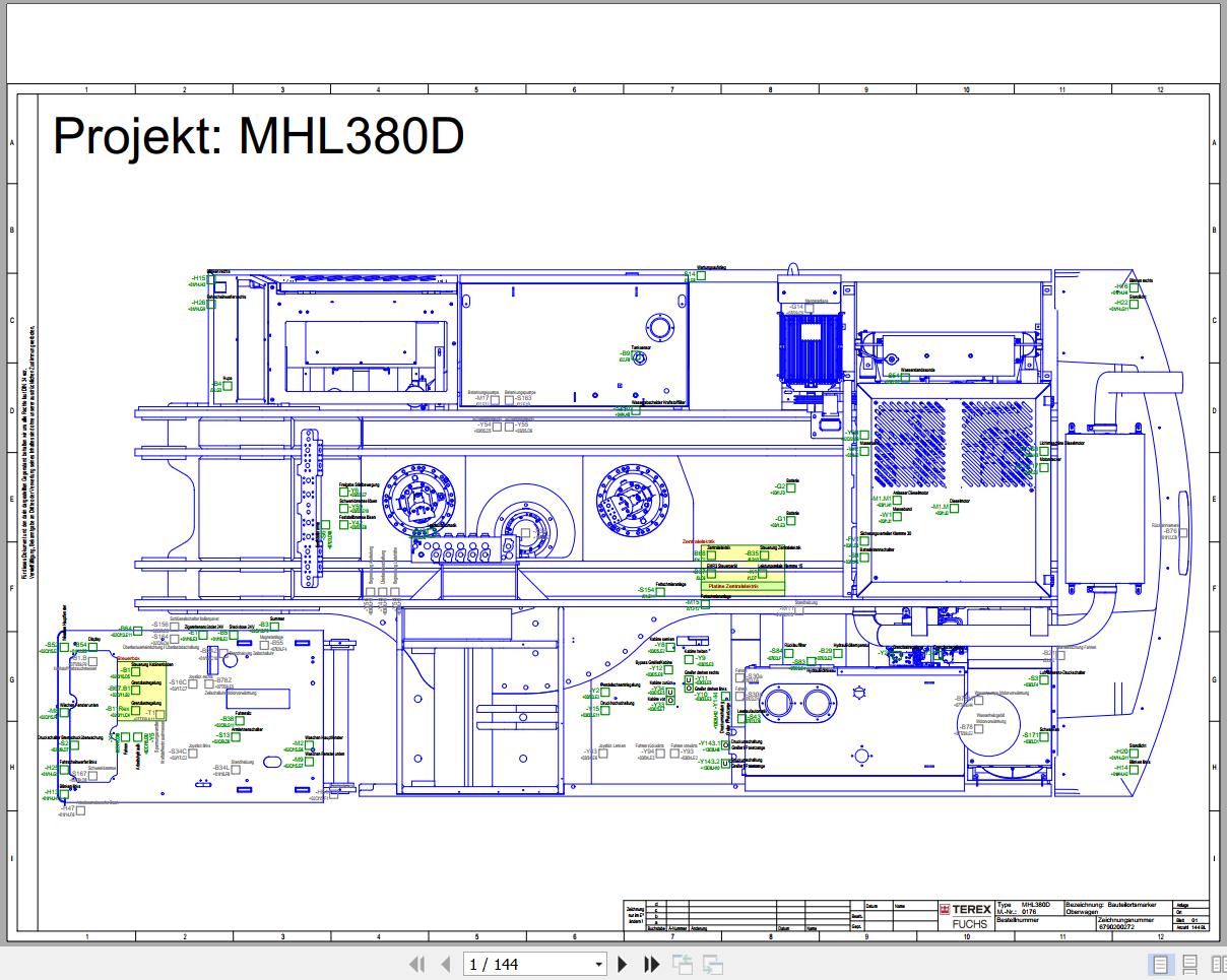 Terex Fuchs Material Handlers MHL380D 0176 Wiring Diagram 6790200272 DE 1