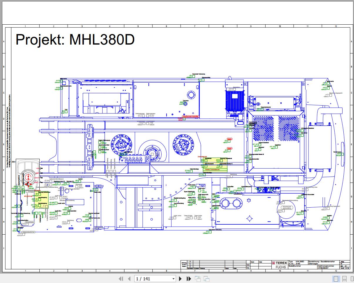 Terex Fuchs Material Handlers MHL380D 0180 Wiring Diagram 6790200287 DE 1