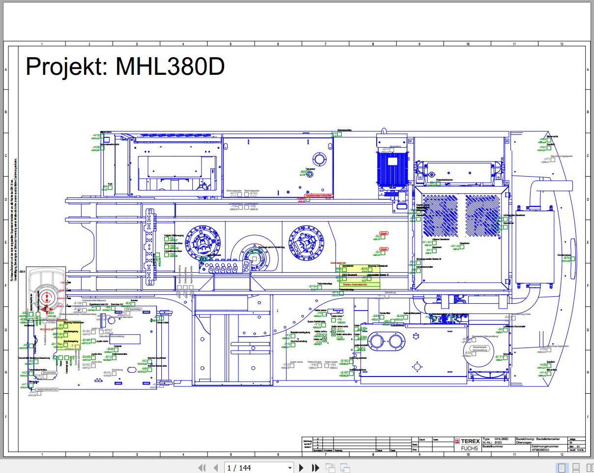Terex Fuchs Material Handlers MHL380D 0183 Wiring Diagram 6790200332 DE 1