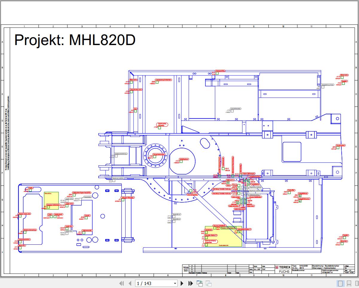 Terex Fuchs Material Handlers MHL820D 0015 Wiring Diagram 6790200116 DE 1