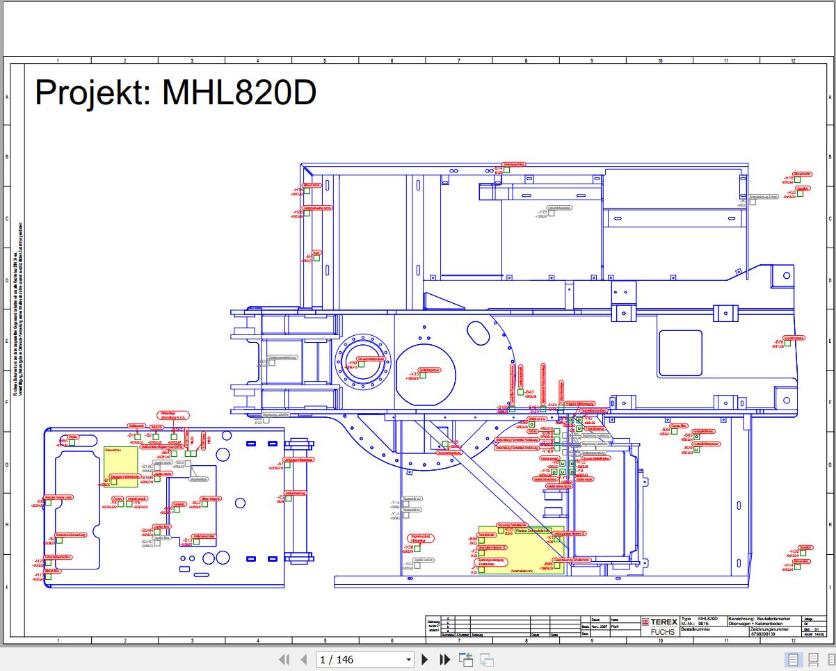 Terex Fuchs Material Handlers MHL820D 0016 Wiring Diagram 6790200139 DE 1