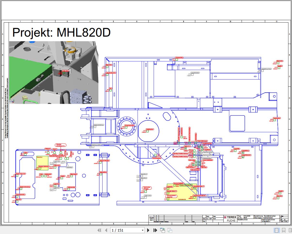 Terex Fuchs Material Handlers MHL820D 0020 Wiring Diagram 6790200241 DE 1
