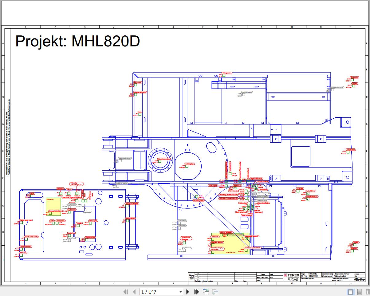 Terex Fuchs Material Handlers MHL820D 0022 0024 Wiring Diagram 6790200183 DE 1