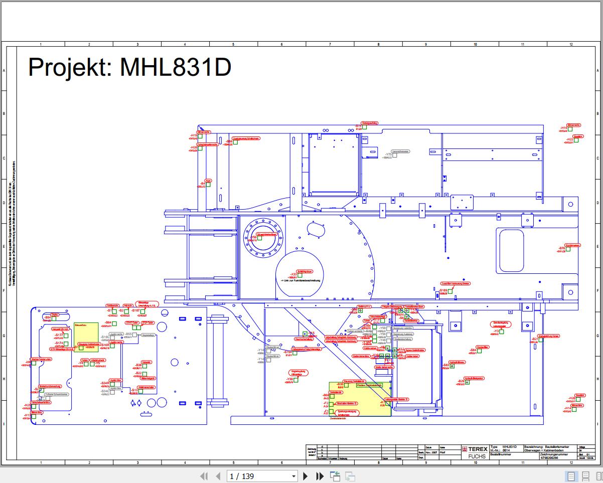 Terex Fuchs Material Handlers MHL831D 0014 Wiring Diagram 6790200266 DE 1