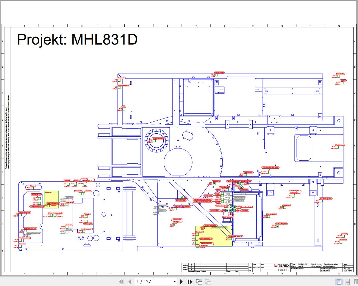 Terex Fuchs Material Handlers MHL831D 0015 Wiring Diagram 6790200329 DE 1