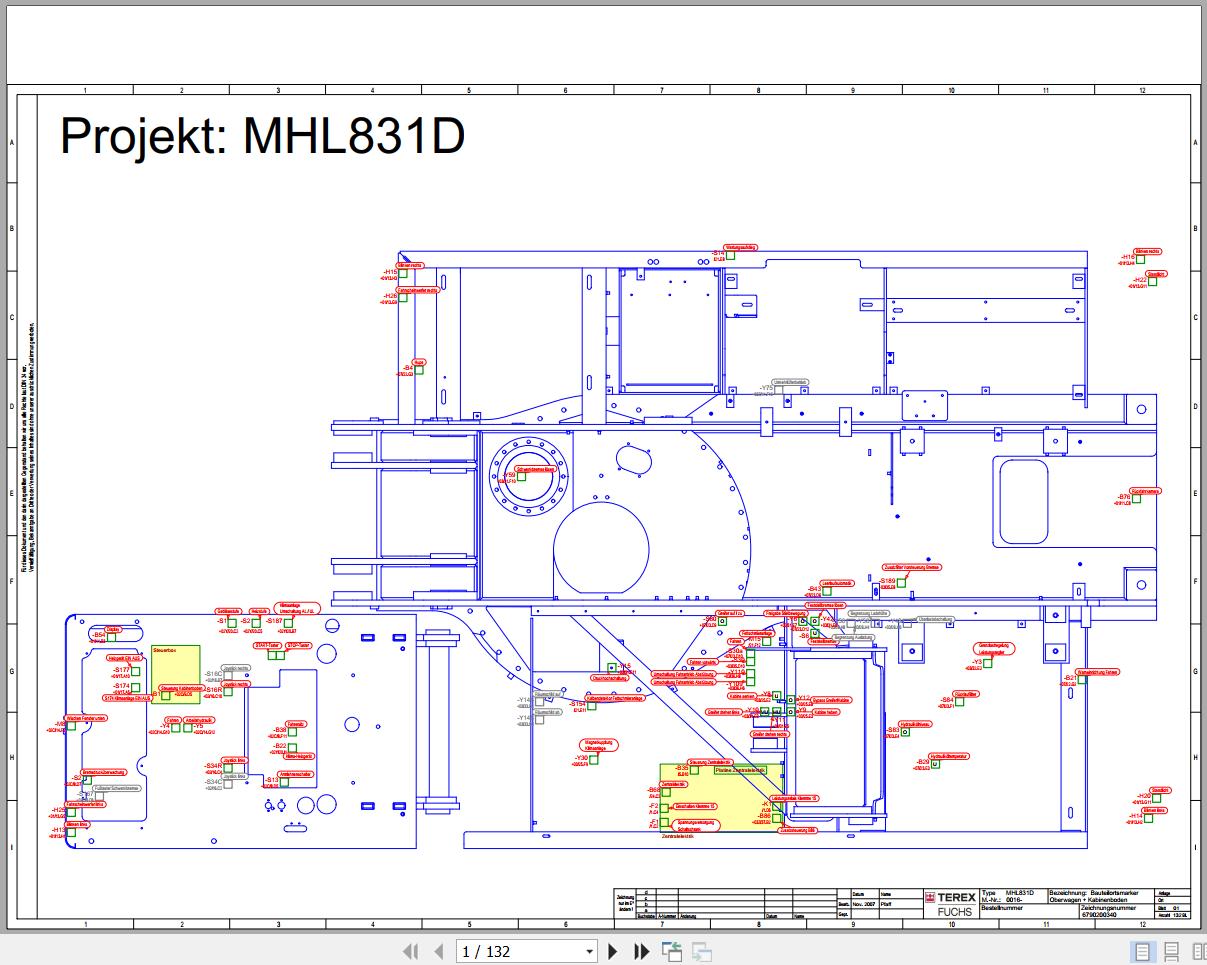 Terex Fuchs Material Handlers MHL831D 0016 Wiring Diagram 6790200340 DE 1
