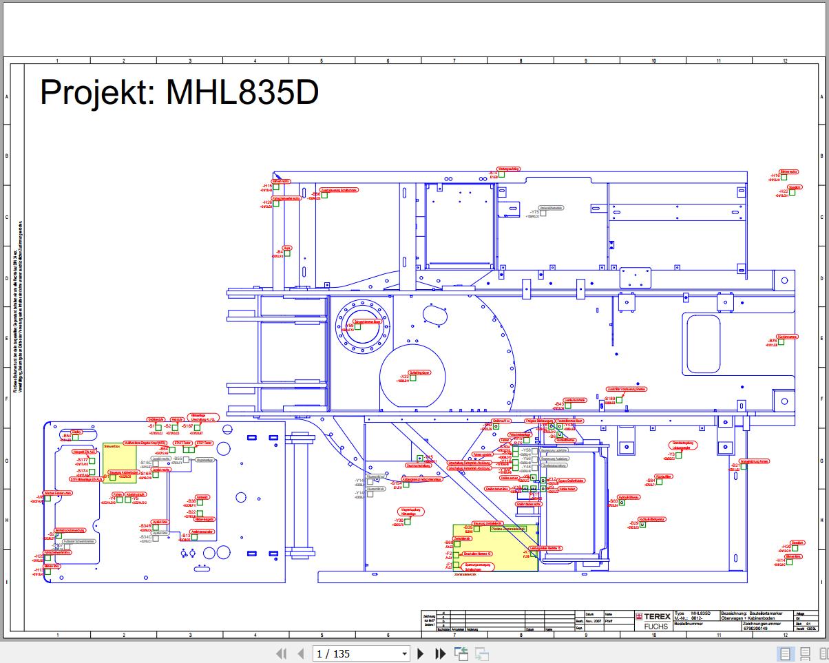 Terex Fuchs Material Handlers MHL835D 0012 Wiring Diagram 6790200215 DE 1