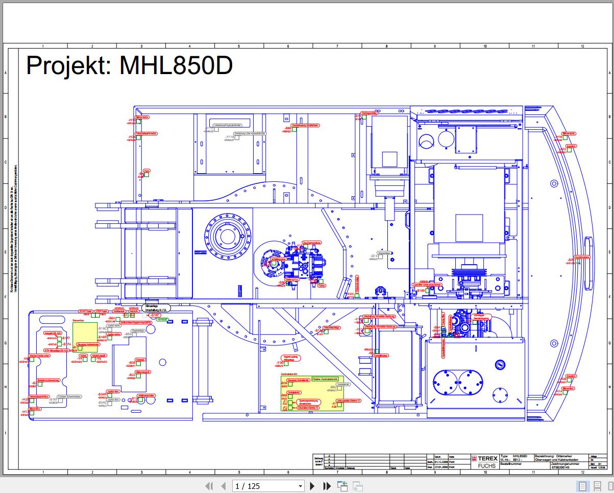 Terex Fuchs Material Handlers MHL850D 0012 Wiring Diagram 6790200145 DE 1