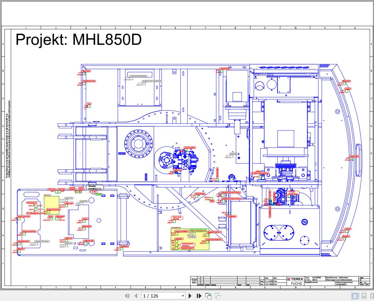 Terex Fuchs Material Handlers MHL850D 0016 Wiring Diagram 6790200281 DE 1