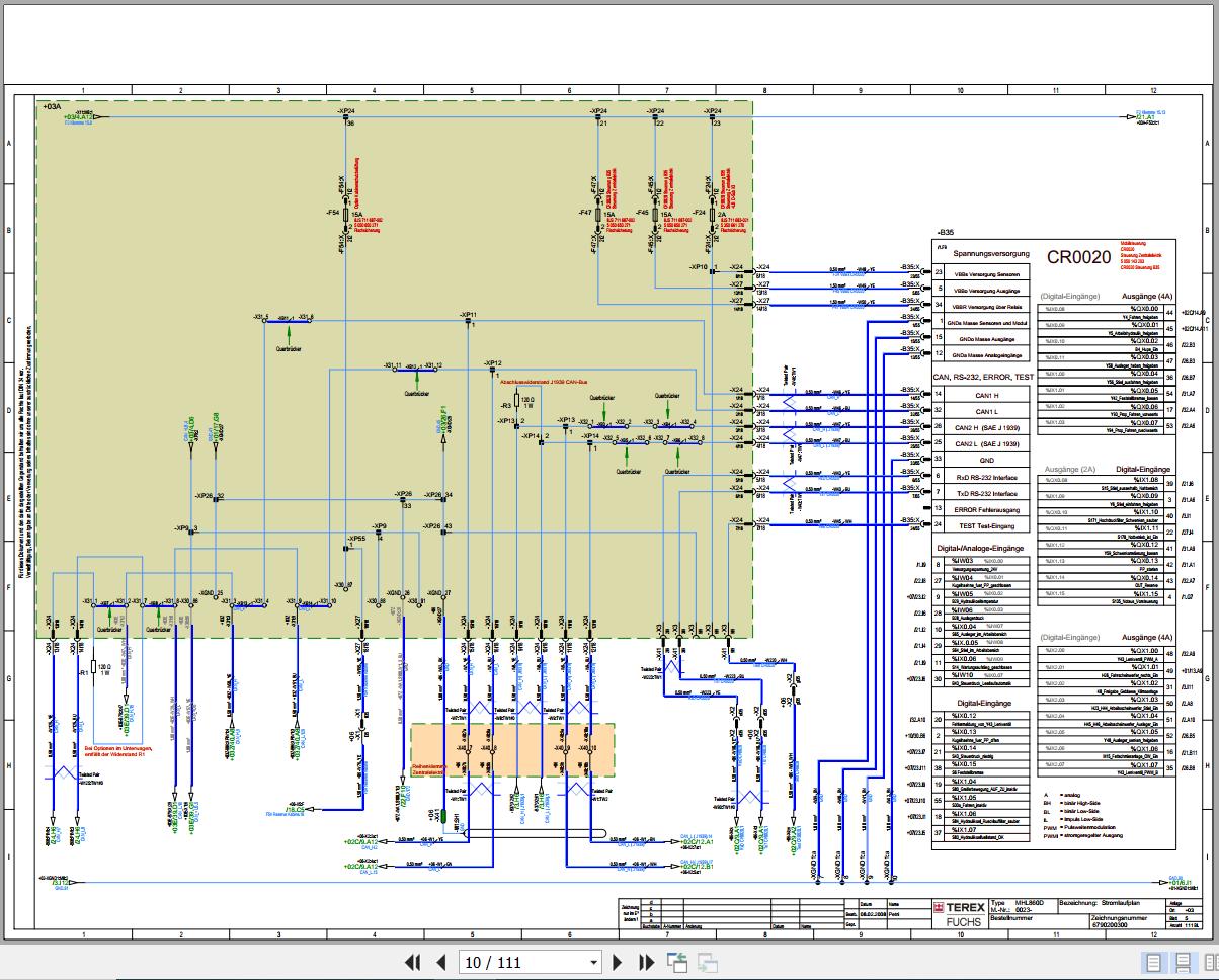 Terex Fuchs Material Handlers MHL860D 0023 Wiring Diagram 6790200300 DE 1