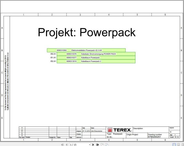 Terex Fuchs Material Handlers Powerpack 42.4 KW Wiring Diagram 6790200252 DE 1
