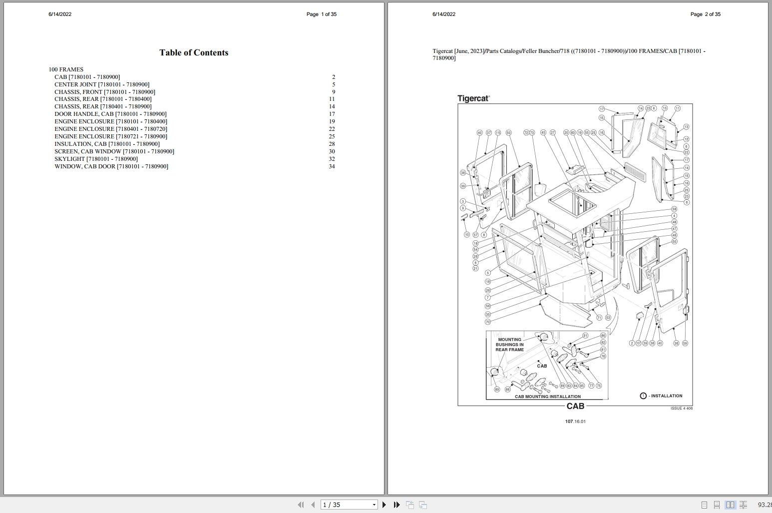 Tigercat Feller Buncher 718 Parts Catalog 1