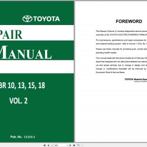 Toyota Forklift 7FBR10 8FBR13 FBR15 FBR18 Repair Manual 1