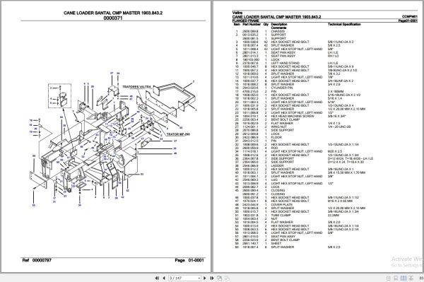 Valtra Cane Loader Santal CMP Master Parts Catalog CCMPM01 2