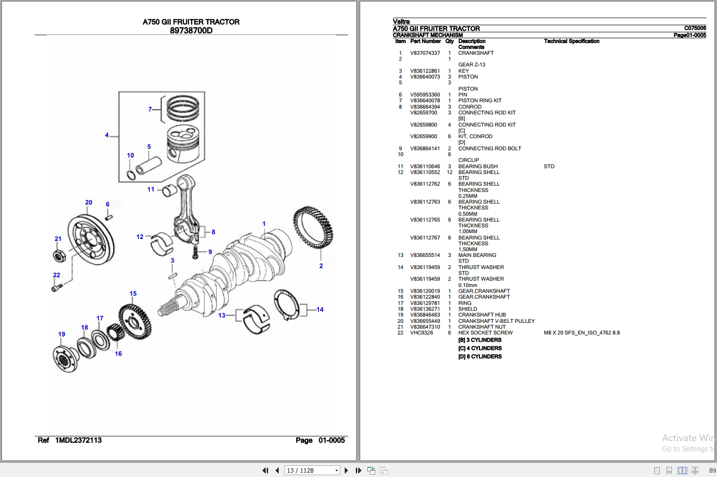 Valtra Fruiter Tractor A750 GII Parts Catalog C075006 2