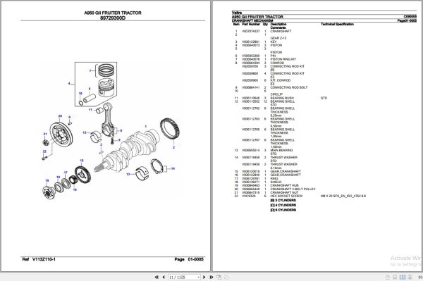 Valtra Fruiter Tractor A950 GII Parts Catalog C095006 2
