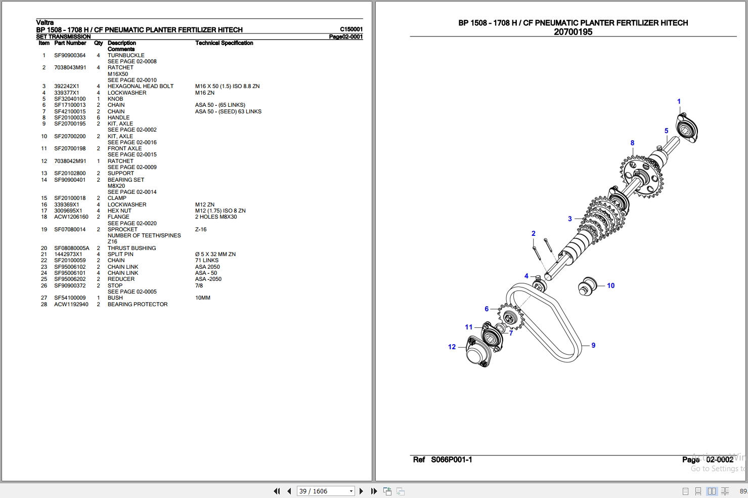 Valtra Planter Fertilizer BP1508 BP1708 H CF Parts Catalog C150001 2